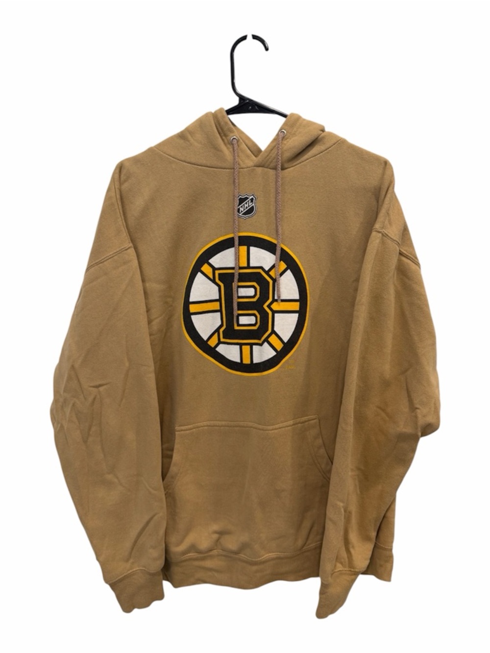 Boston Bruins NHL Hoodie in Tan with Team Crest 100% Cotton Reebok Size Large